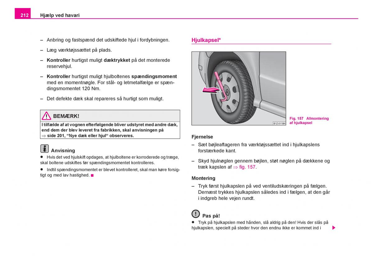 Skoda Fabia I 1 Bilens instruktionsbog / page 213