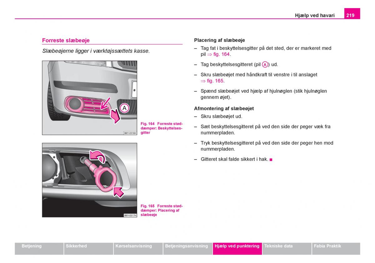 Skoda Fabia I 1 Bilens instruktionsbog / page 220