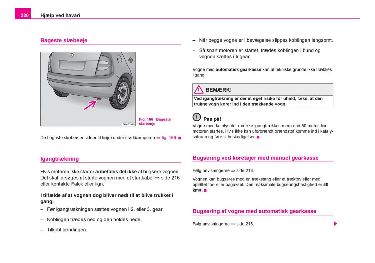 Skoda Fabia I 1 Bilens instruktionsbog / page 221