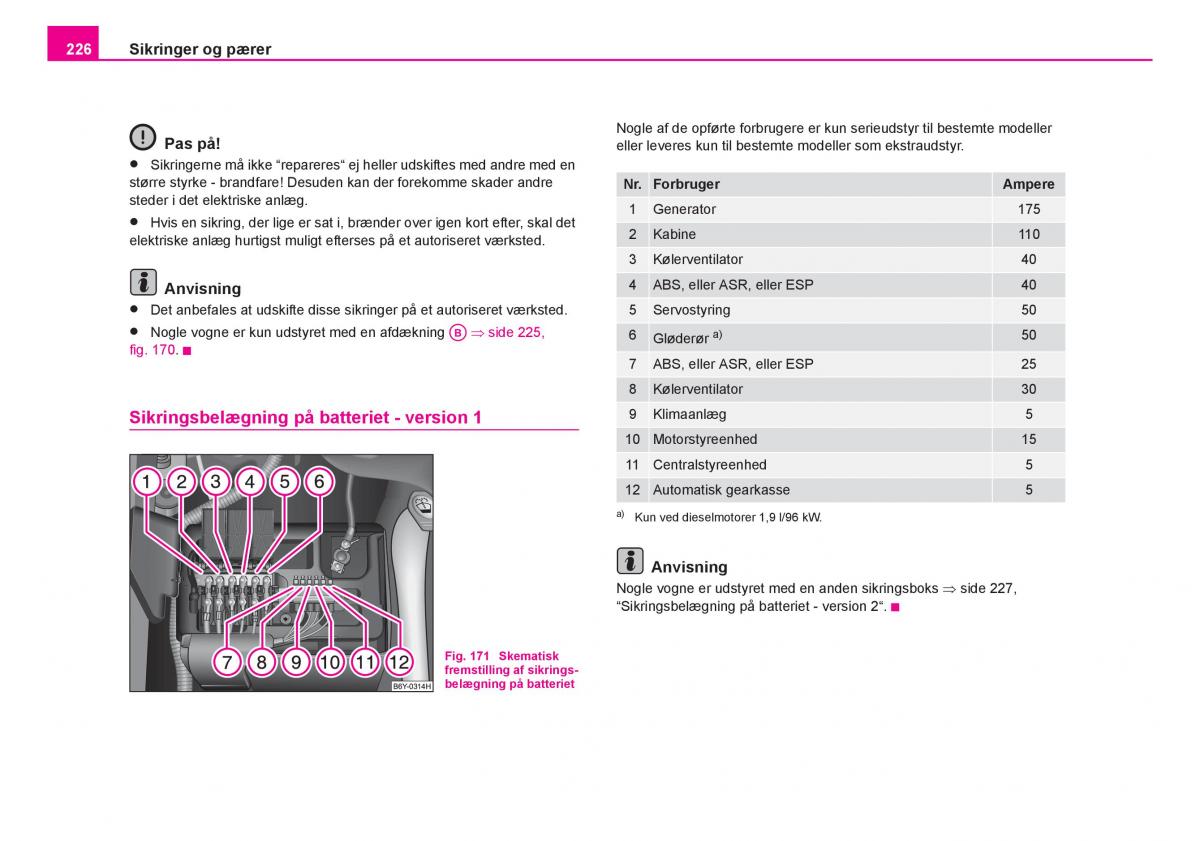 Skoda Fabia I 1 Bilens instruktionsbog / page 227