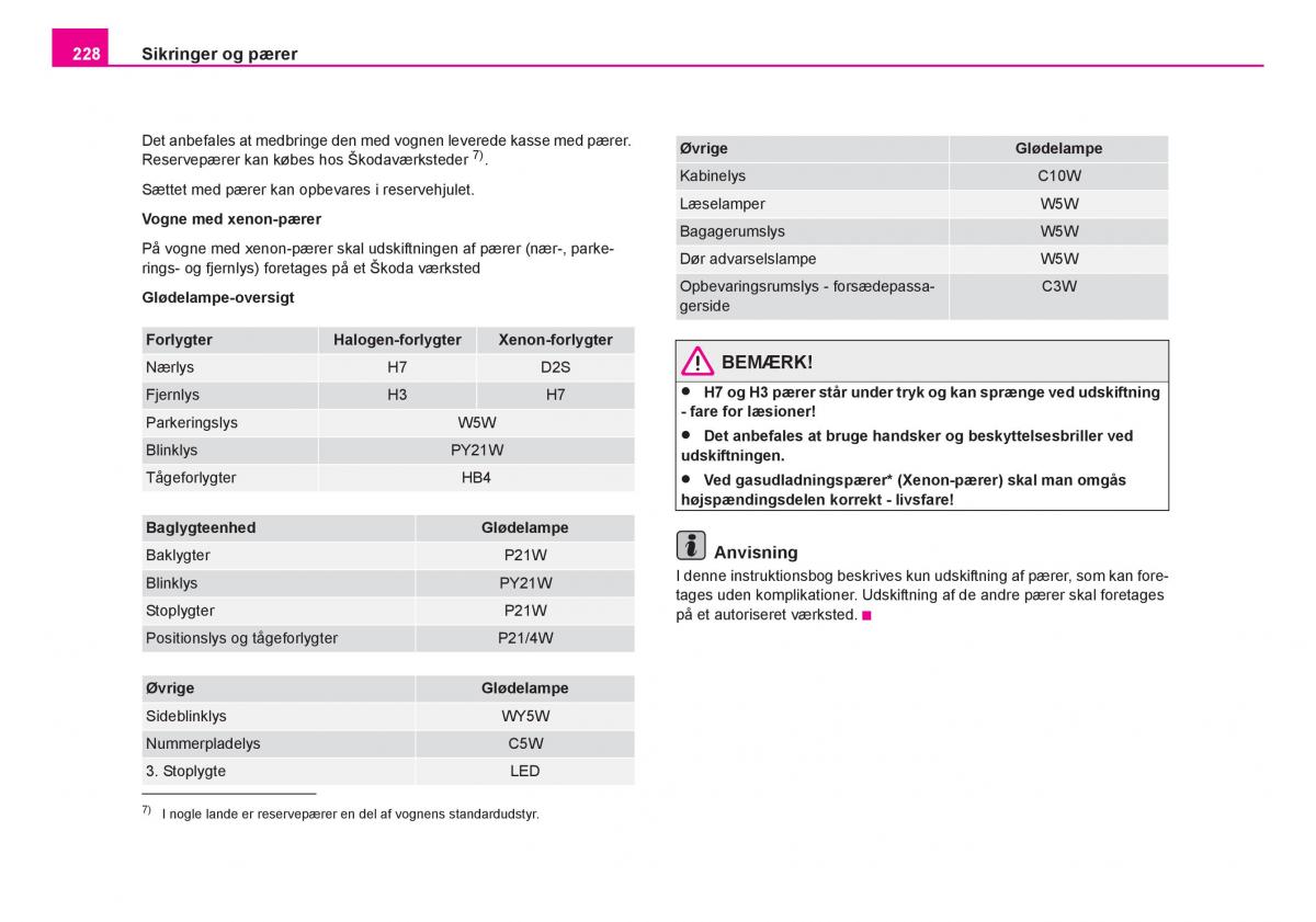 Skoda Fabia I 1 Bilens instruktionsbog / page 229