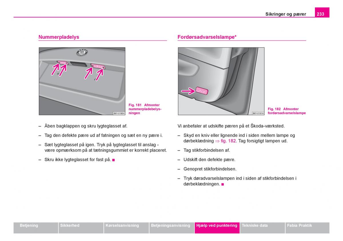 Skoda Fabia I 1 Bilens instruktionsbog / page 234