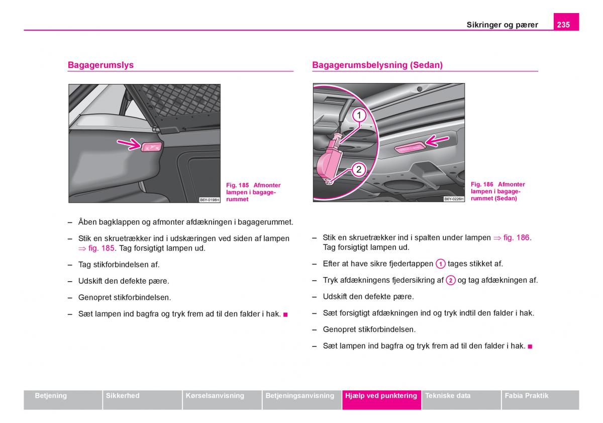 Skoda Fabia I 1 Bilens instruktionsbog / page 236