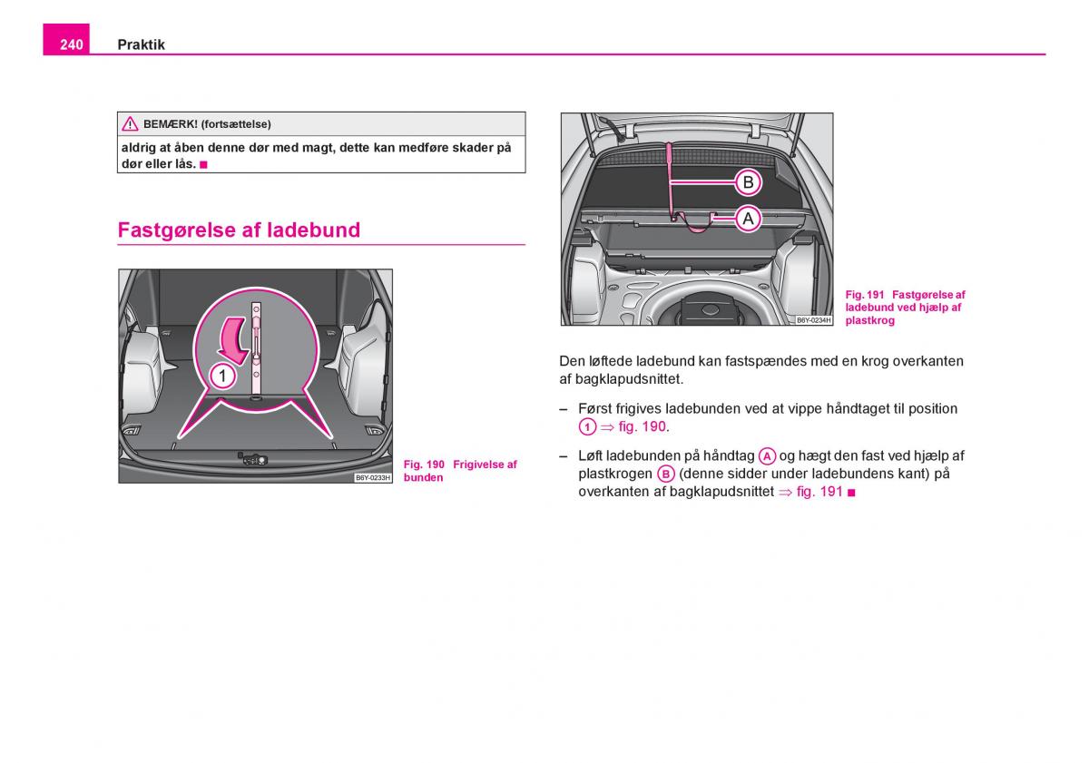 Skoda Fabia I 1 Bilens instruktionsbog / page 241