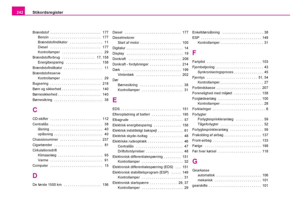 Skoda Fabia I 1 Bilens instruktionsbog / page 243