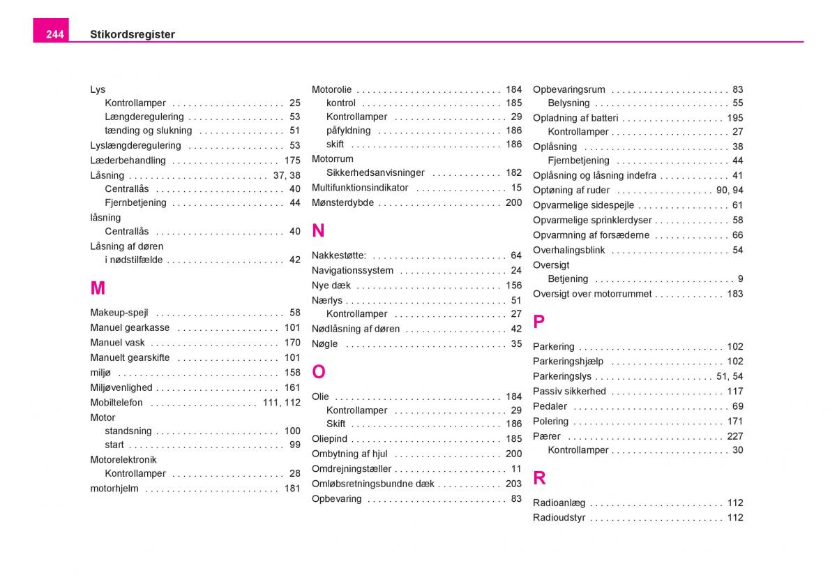 Skoda Fabia I 1 Bilens instruktionsbog / page 245