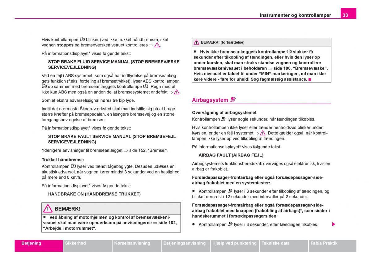 Skoda Fabia I 1 Bilens instruktionsbog / page 34