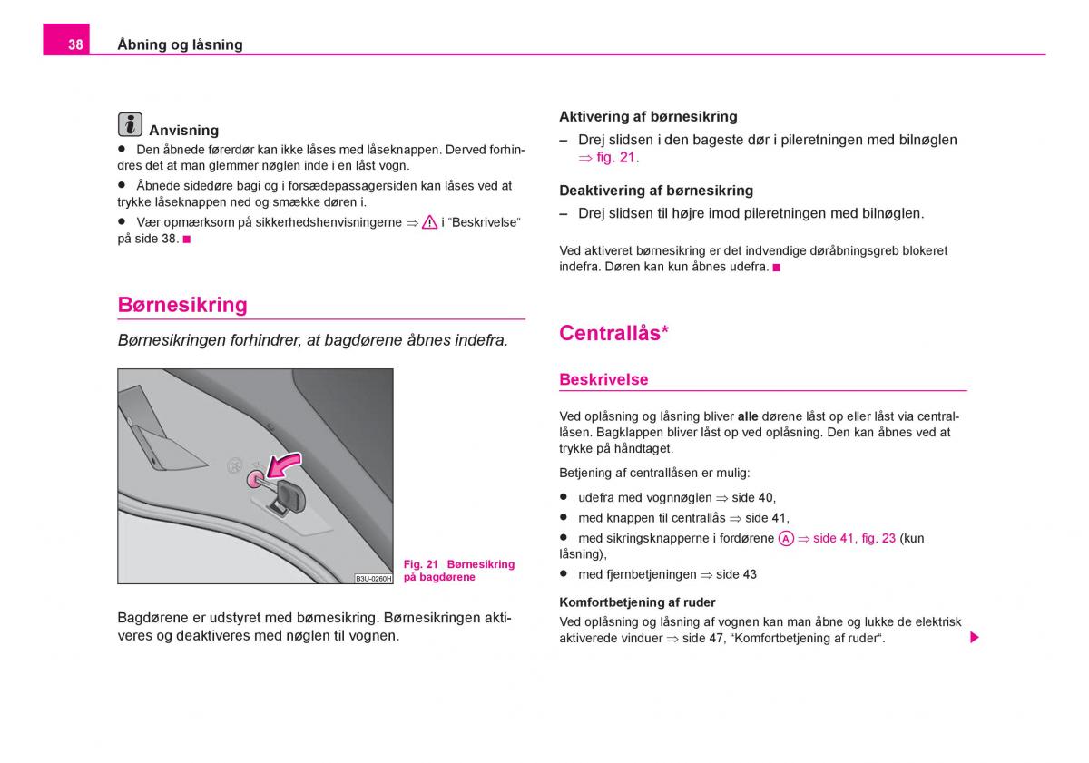 Skoda Fabia I 1 Bilens instruktionsbog / page 39