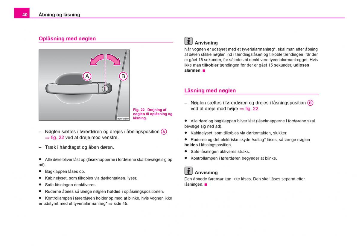 Skoda Fabia I 1 Bilens instruktionsbog / page 41