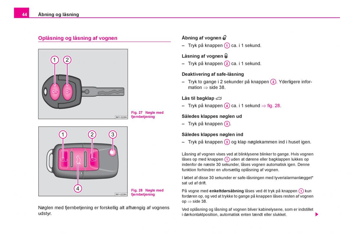 Skoda Fabia I 1 Bilens instruktionsbog / page 45