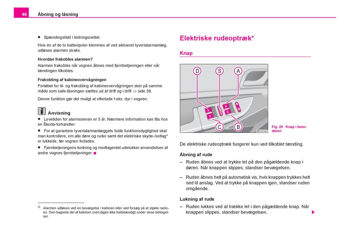 Skoda Fabia I 1 Bilens instruktionsbog / page 47