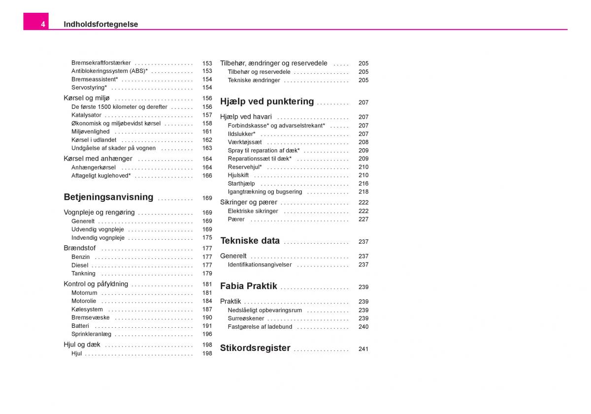 Skoda Fabia I 1 Bilens instruktionsbog / page 5