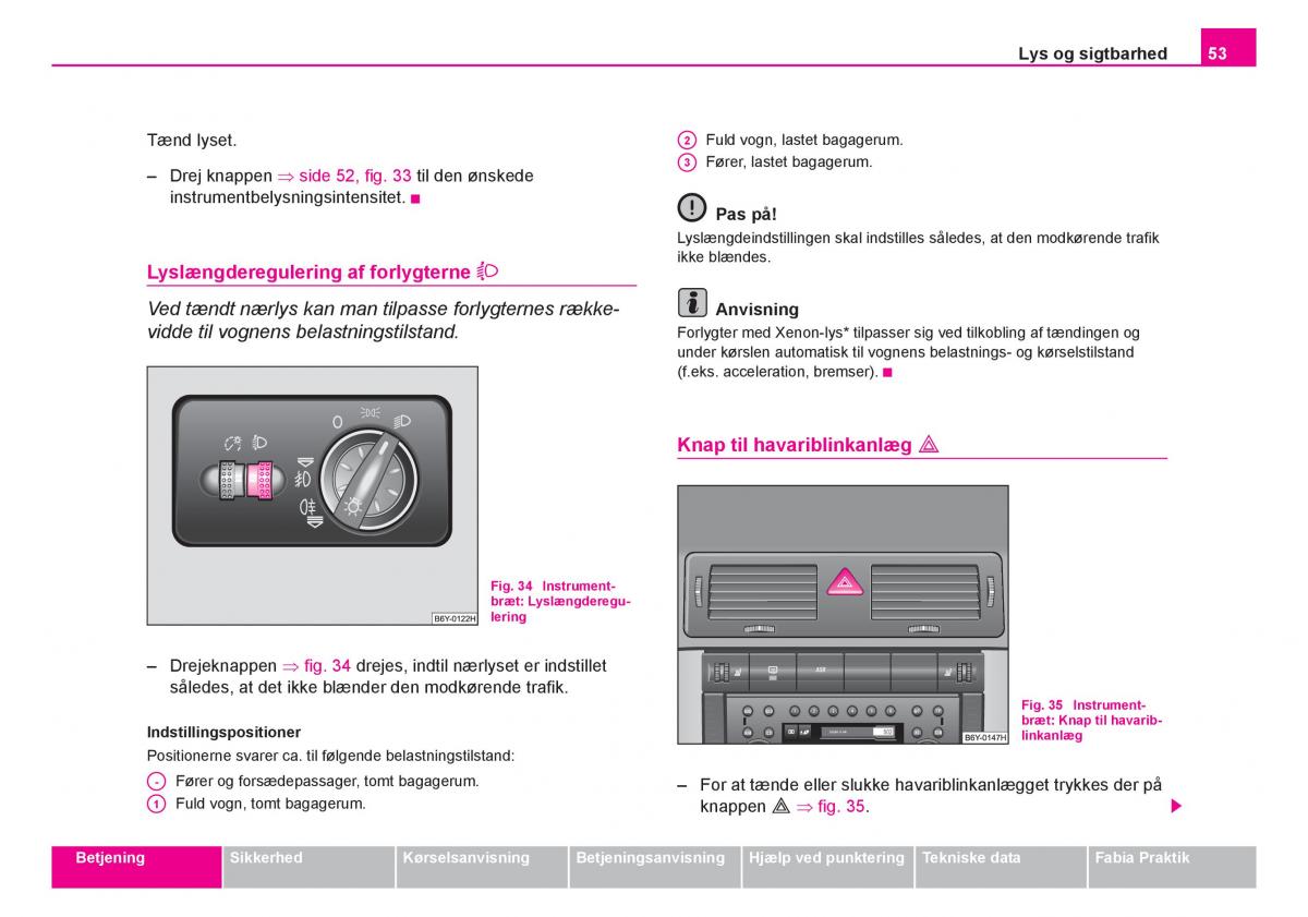 Skoda Fabia I 1 Bilens instruktionsbog / page 54