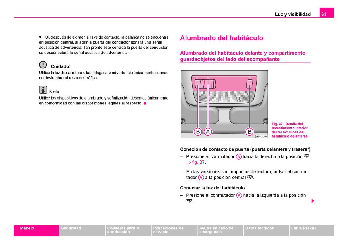 Skoda Fabia I 1 manual del propietario / page 64