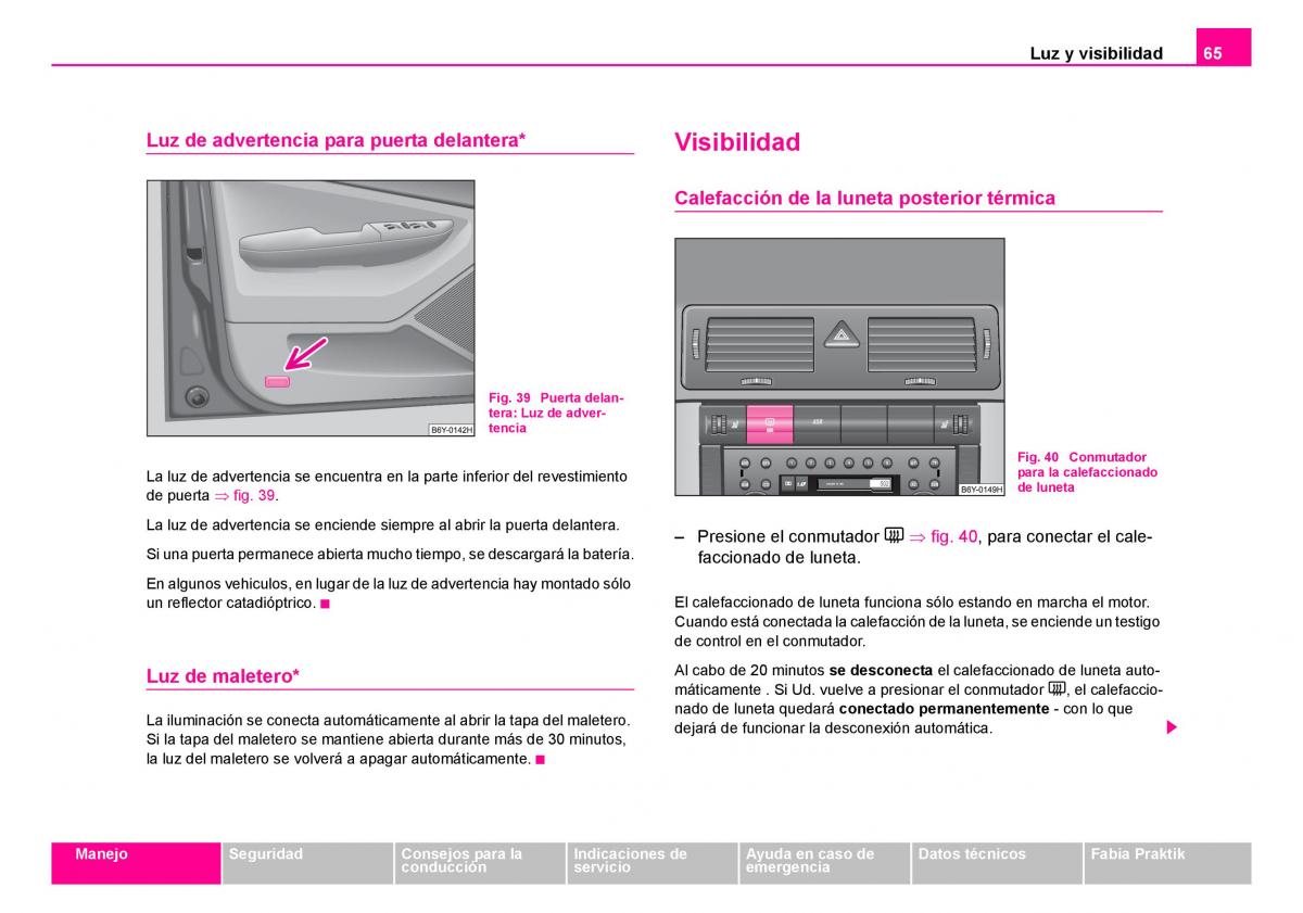 Skoda Fabia I 1 manual del propietario / page 66