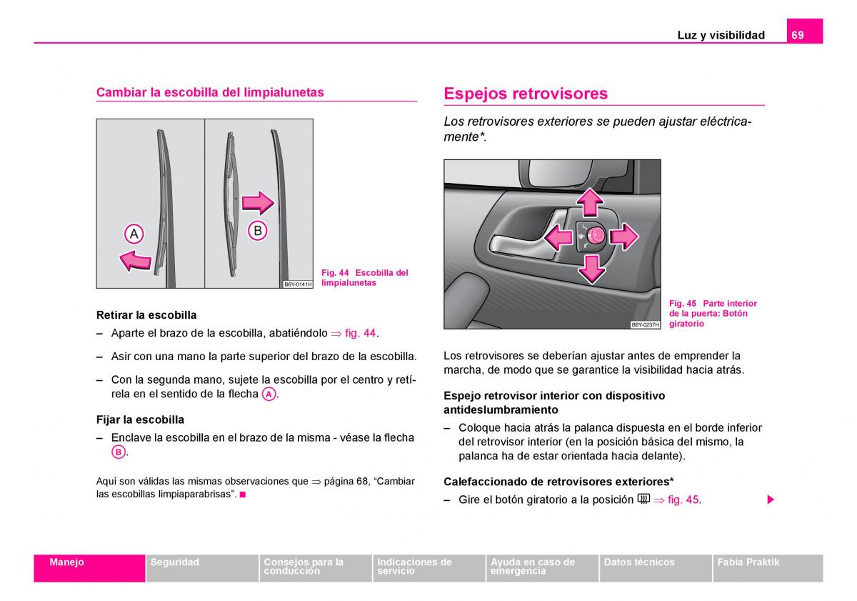 Skoda Fabia I 1 manual del propietario / page 70