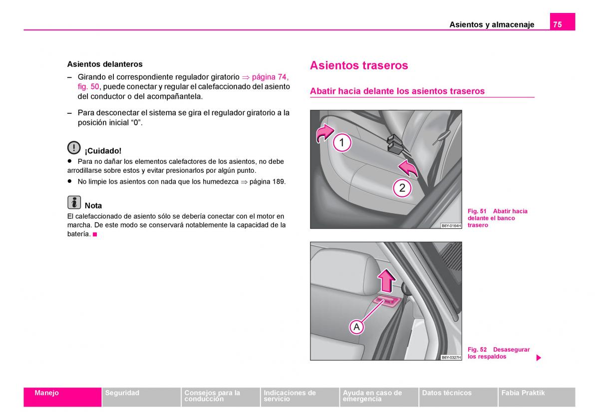 Skoda Fabia I 1 manual del propietario / page 76