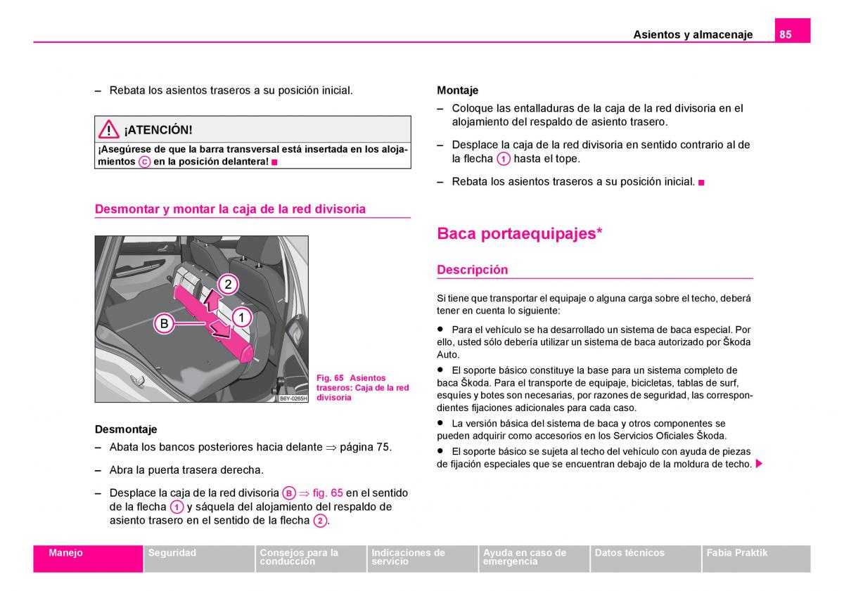 Skoda Fabia I 1 manual del propietario / page 86