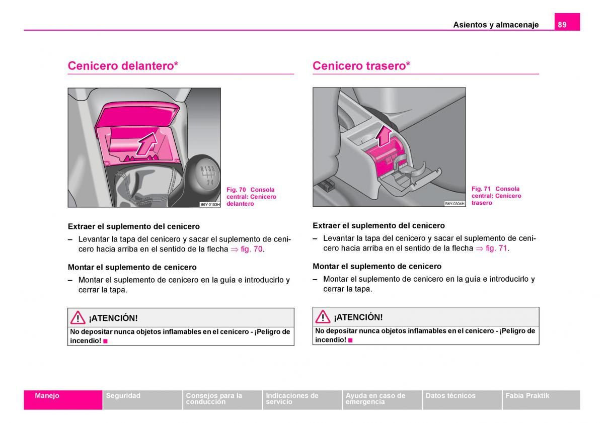 Skoda Fabia I 1 manual del propietario / page 90