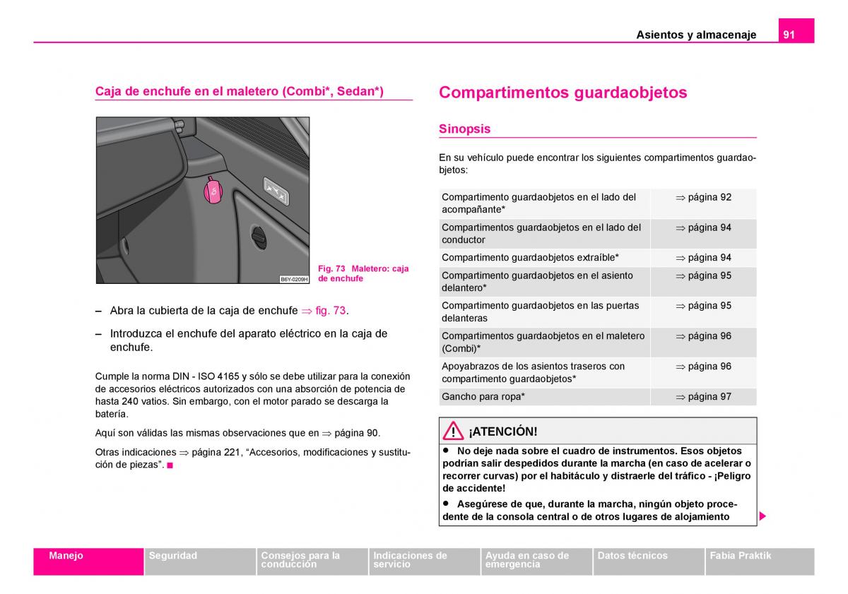 Skoda Fabia I 1 manual del propietario / page 92