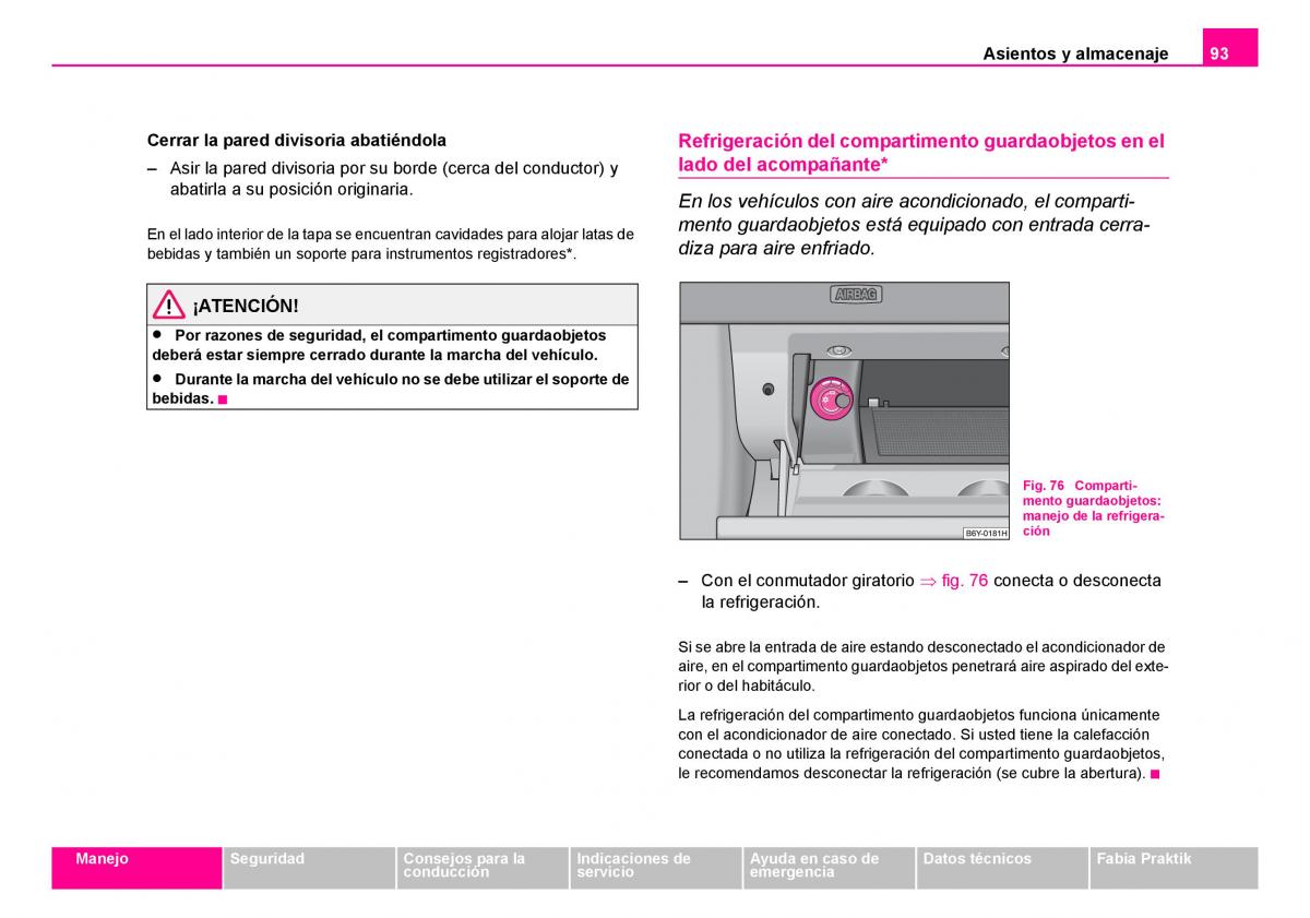 Skoda Fabia I 1 manual del propietario / page 94