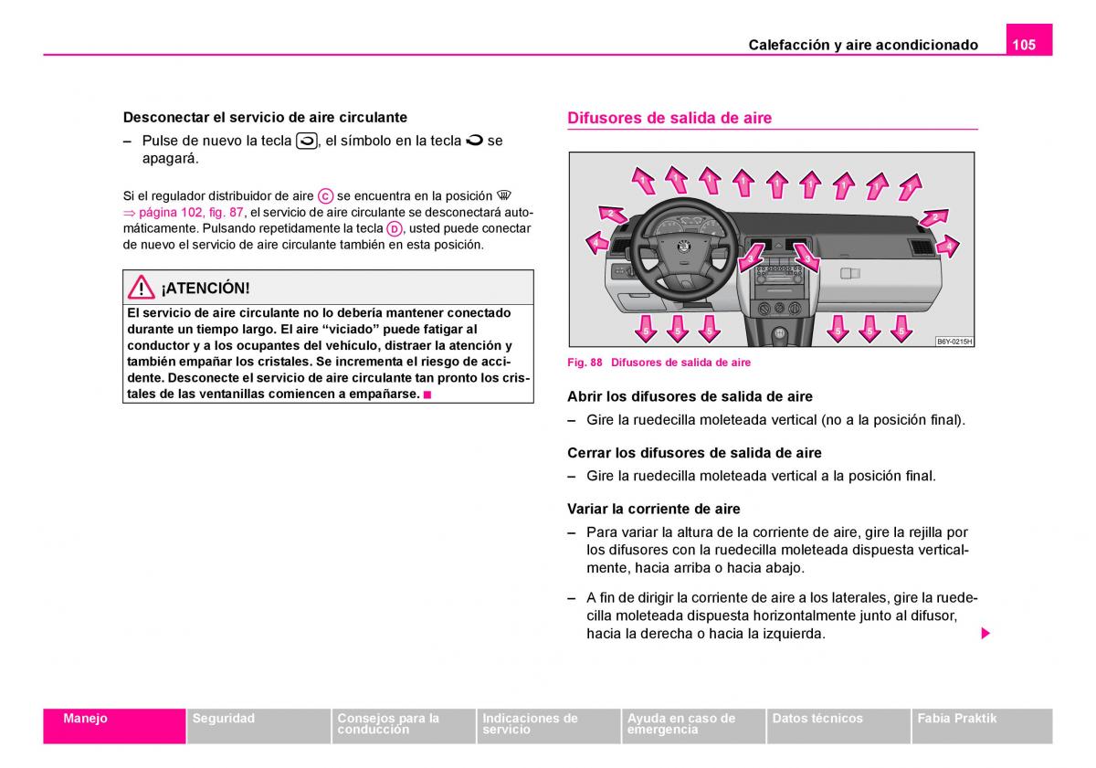 Skoda Fabia I 1 manual del propietario / page 106