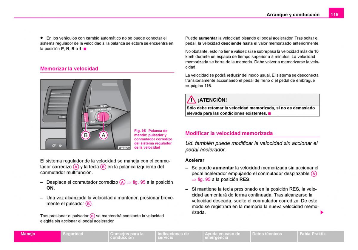 Skoda Fabia I 1 manual del propietario / page 116