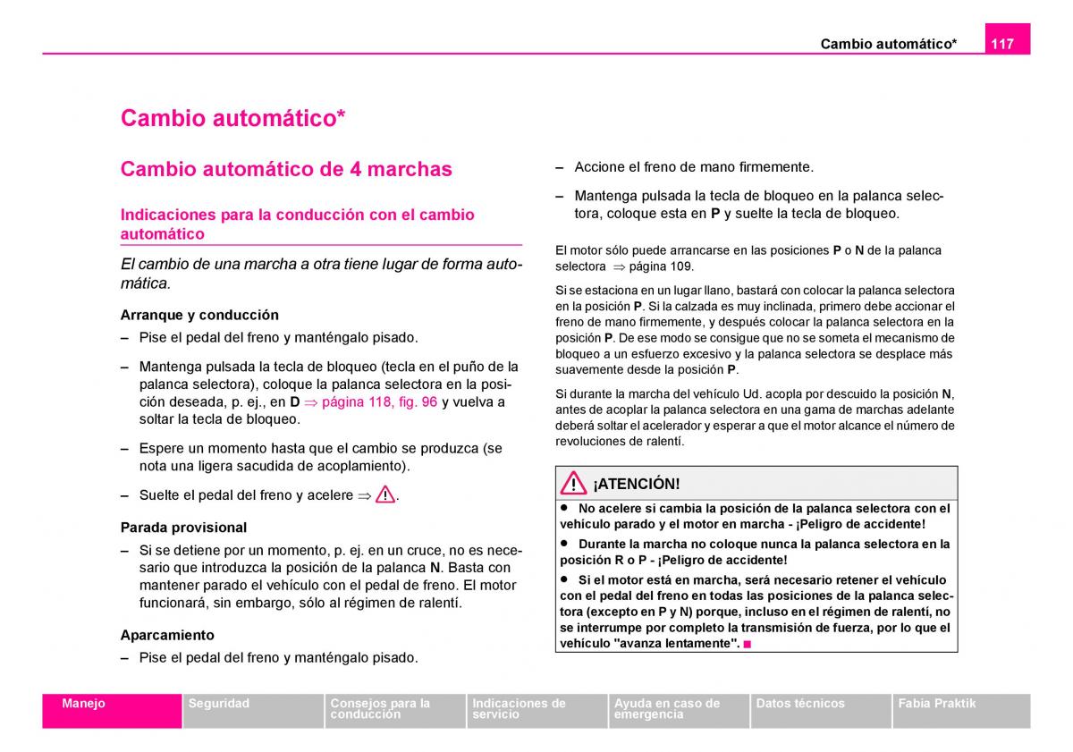 Skoda Fabia I 1 manual del propietario / page 118