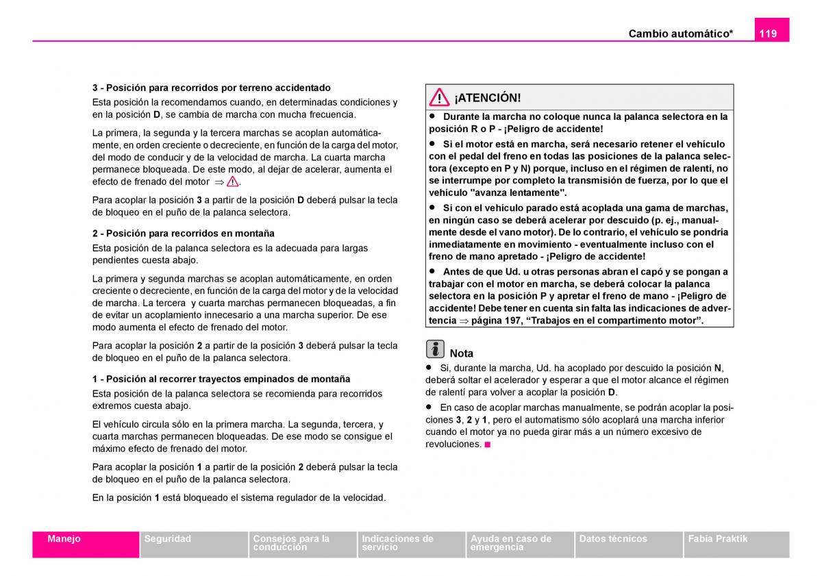 Skoda Fabia I 1 manual del propietario / page 120