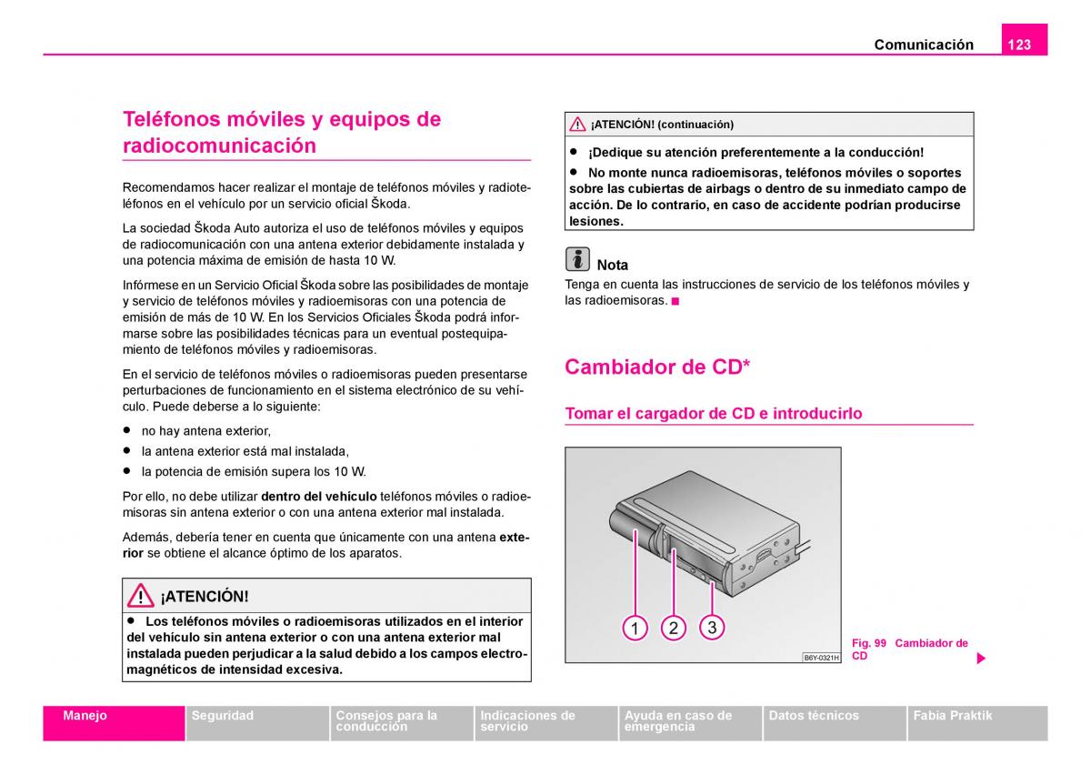 Skoda Fabia I 1 manual del propietario / page 124