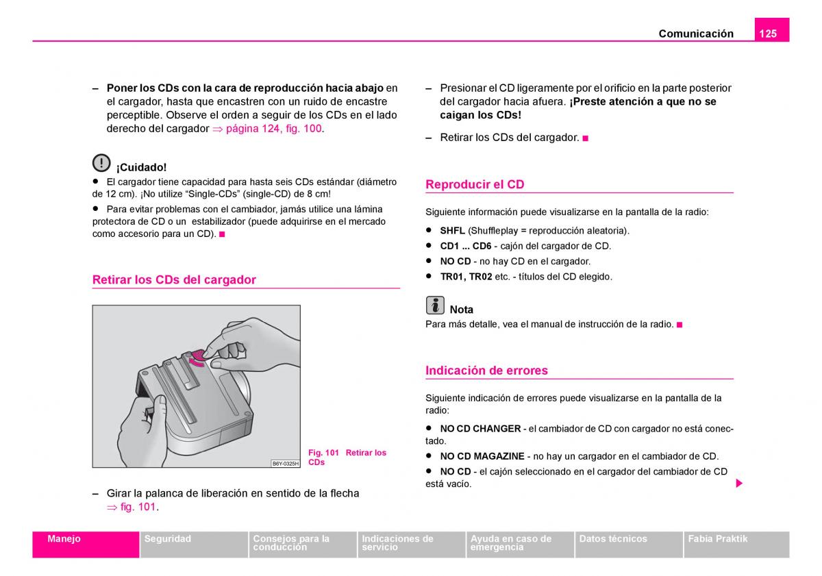 Skoda Fabia I 1 manual del propietario / page 126