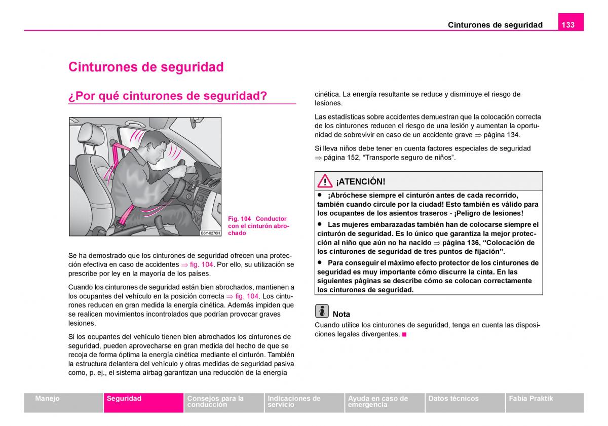 Skoda Fabia I 1 manual del propietario / page 134