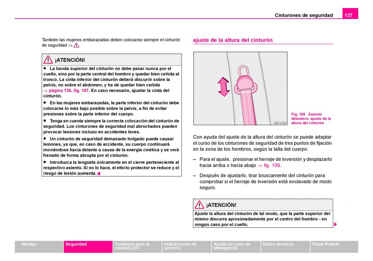 Skoda Fabia I 1 manual del propietario / page 138