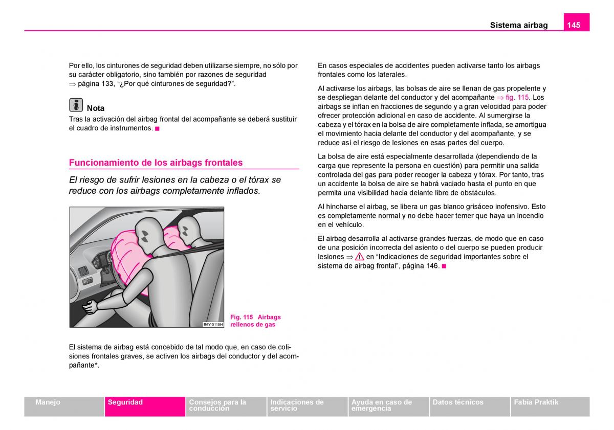 Skoda Fabia I 1 manual del propietario / page 146