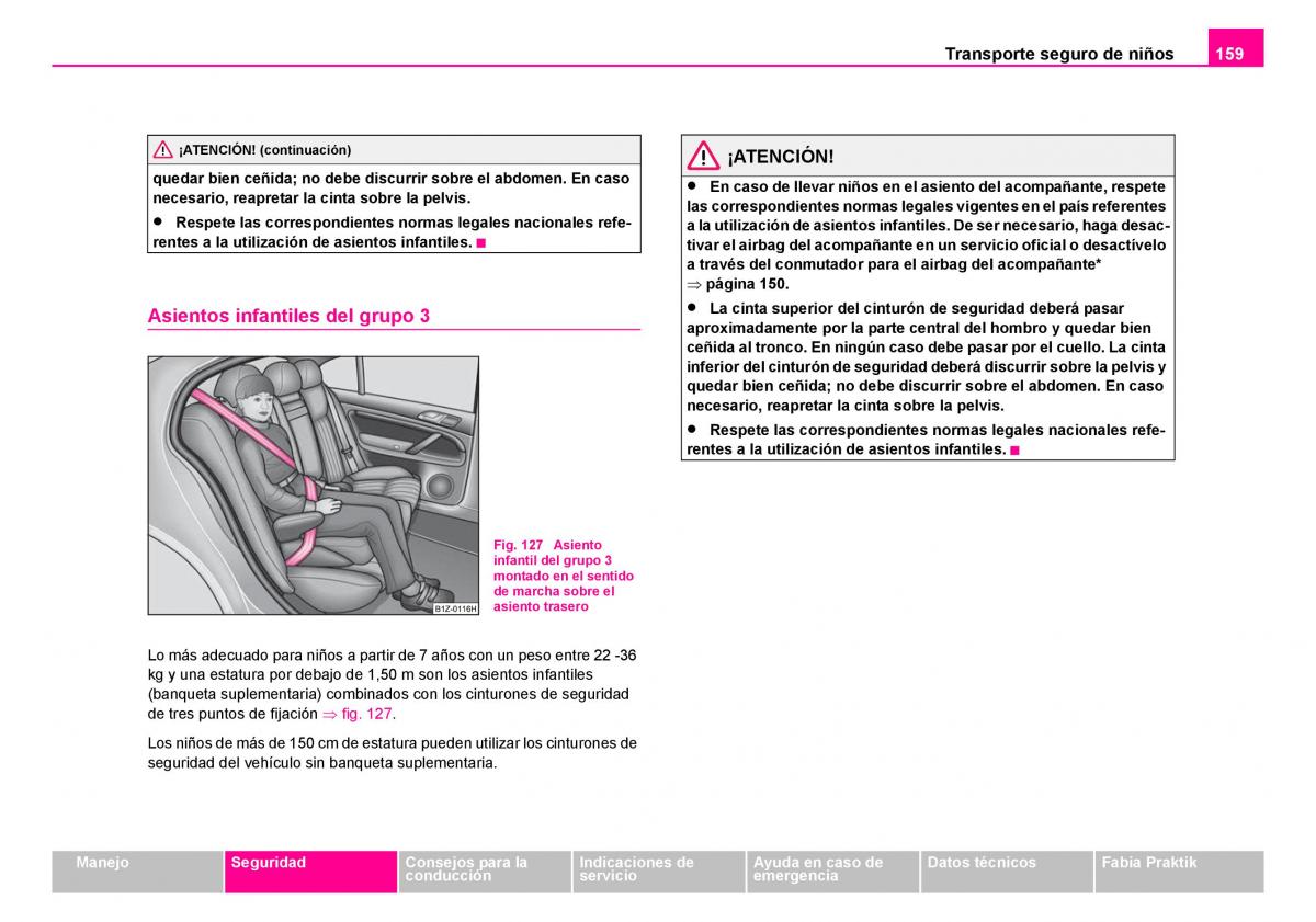 Skoda Fabia I 1 manual del propietario / page 160