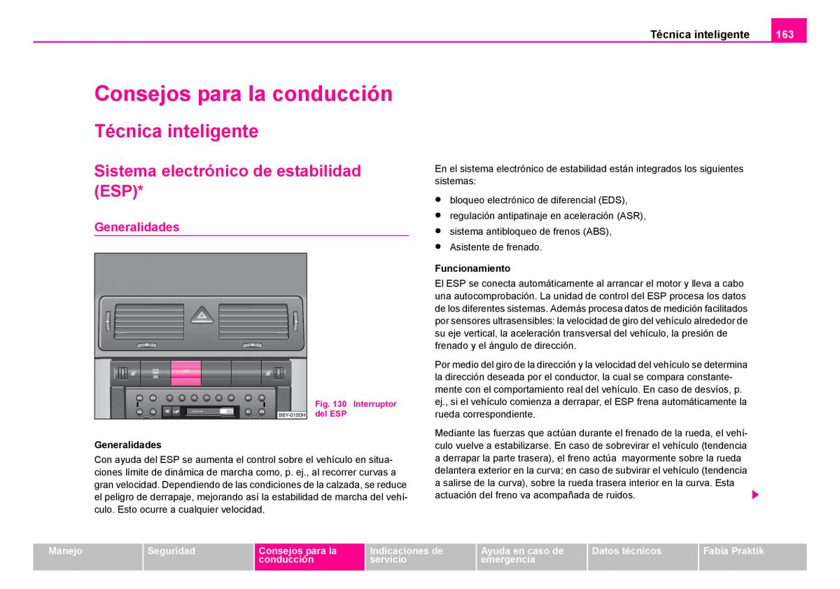 Skoda Fabia I 1 manual del propietario / page 164