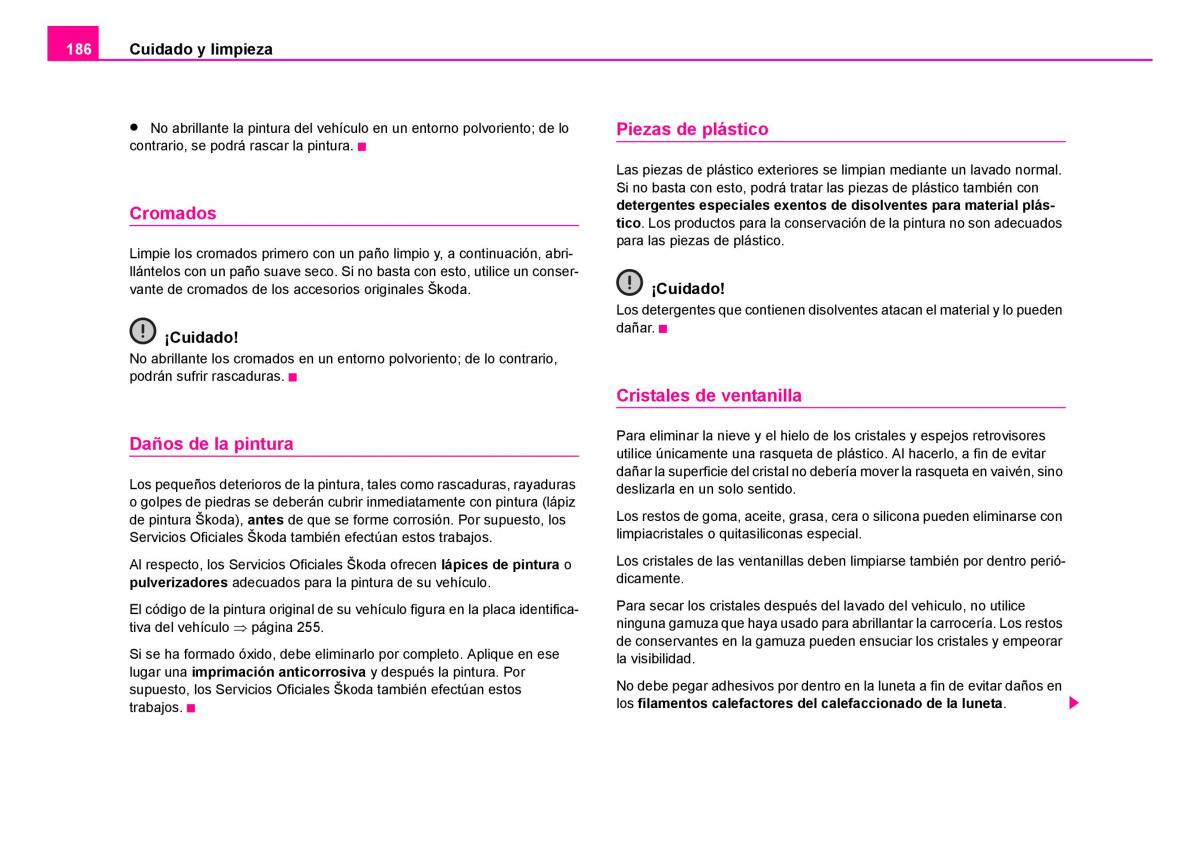 Skoda Fabia I 1 manual del propietario / page 187