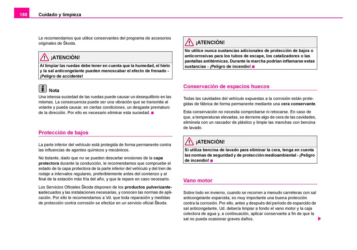 Skoda Fabia I 1 manual del propietario / page 189