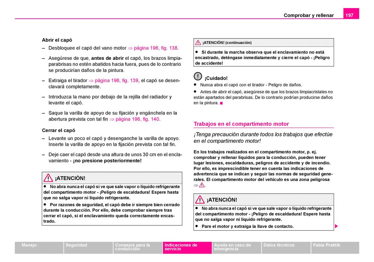 Skoda Fabia I 1 manual del propietario / page 198