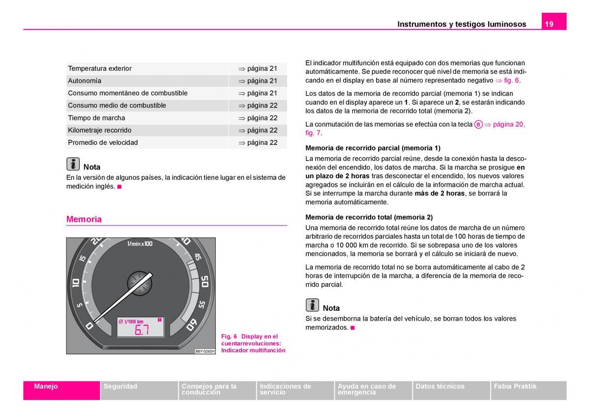 Skoda Fabia I 1 manual del propietario / page 20