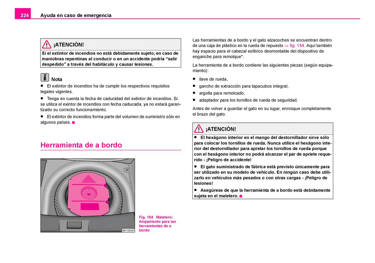 Skoda Fabia I 1 manual del propietario / page 225