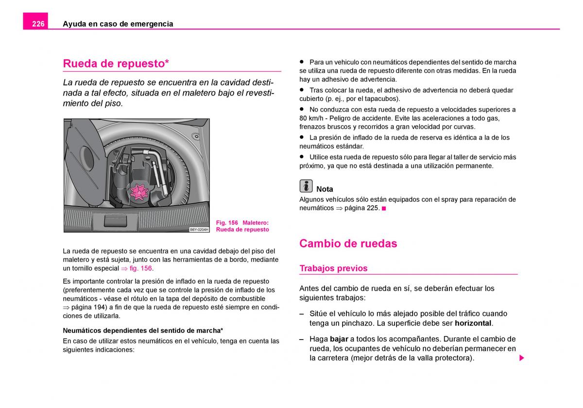 Skoda Fabia I 1 manual del propietario / page 227