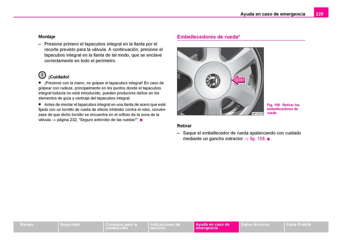 Skoda Fabia I 1 manual del propietario / page 230