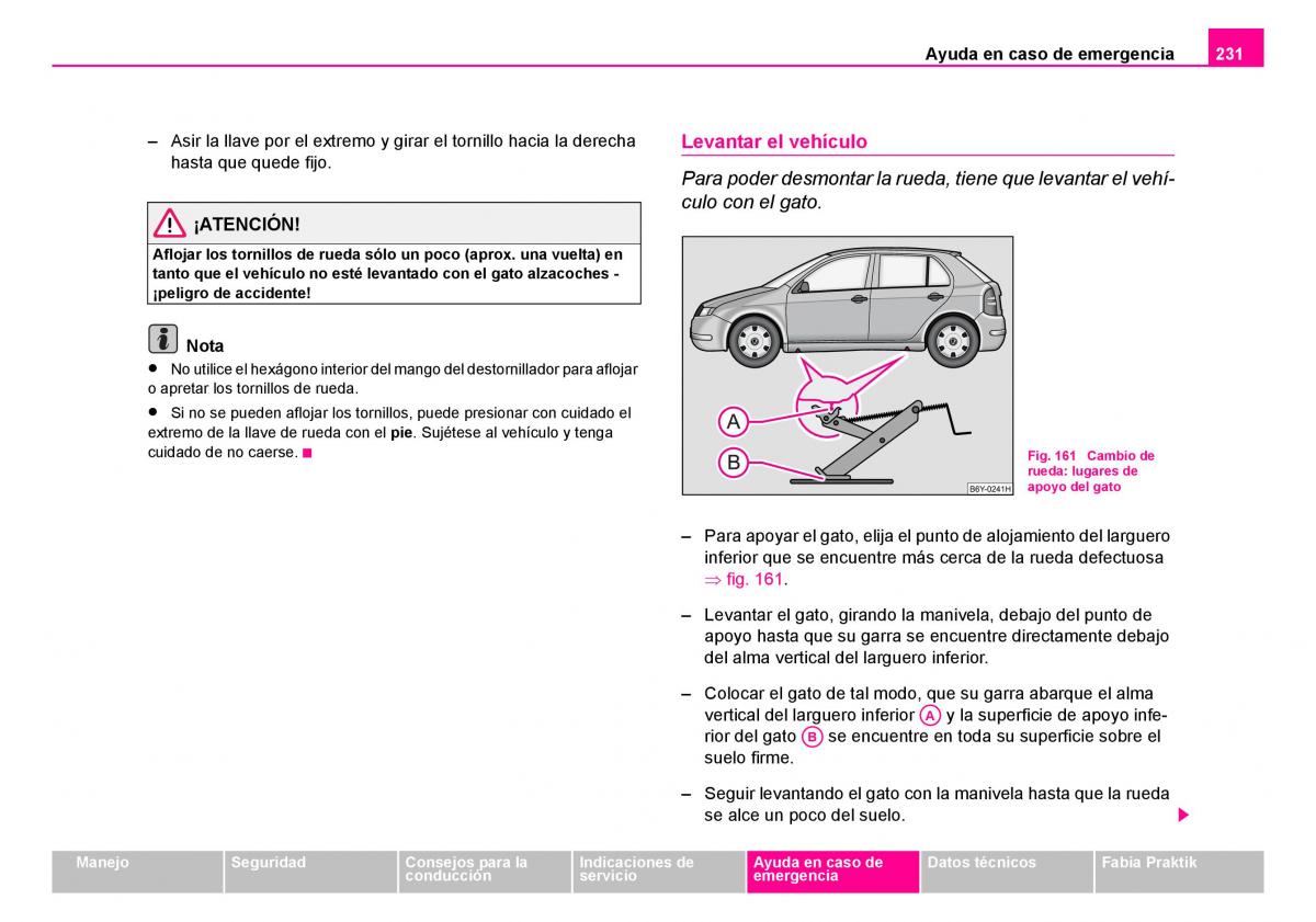 Skoda Fabia I 1 manual del propietario / page 232