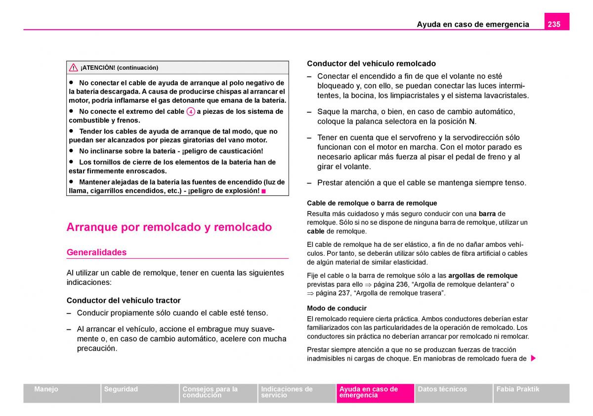 Skoda Fabia I 1 manual del propietario / page 236