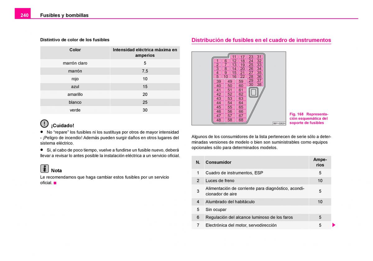 Skoda Fabia I 1 manual del propietario / page 241