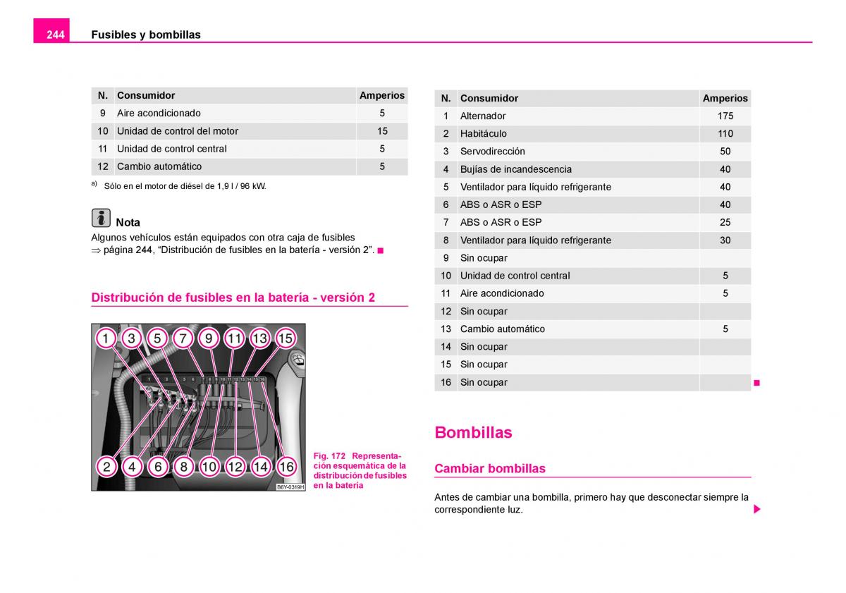 Skoda Fabia I 1 manual del propietario / page 245