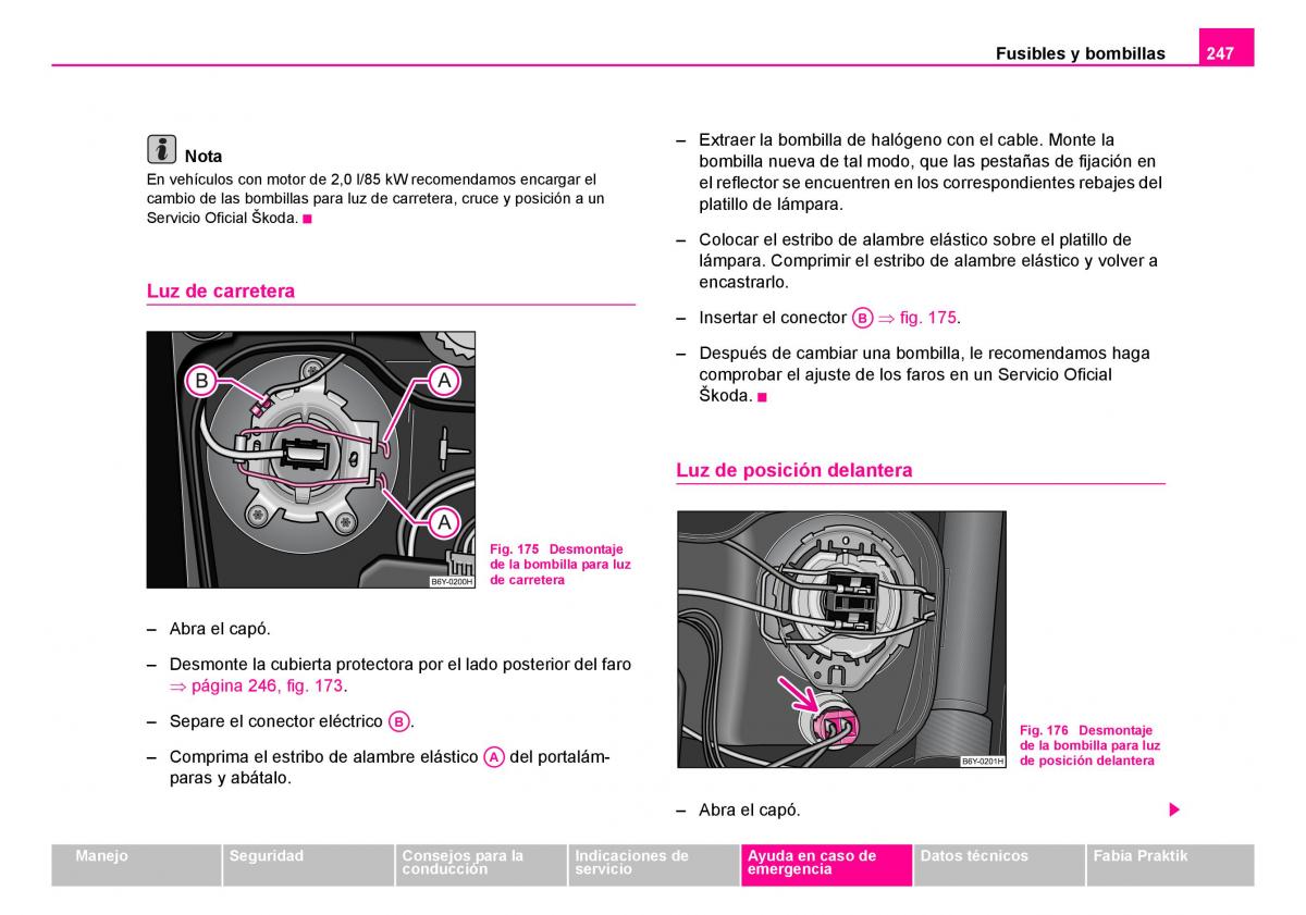 Skoda Fabia I 1 manual del propietario / page 248