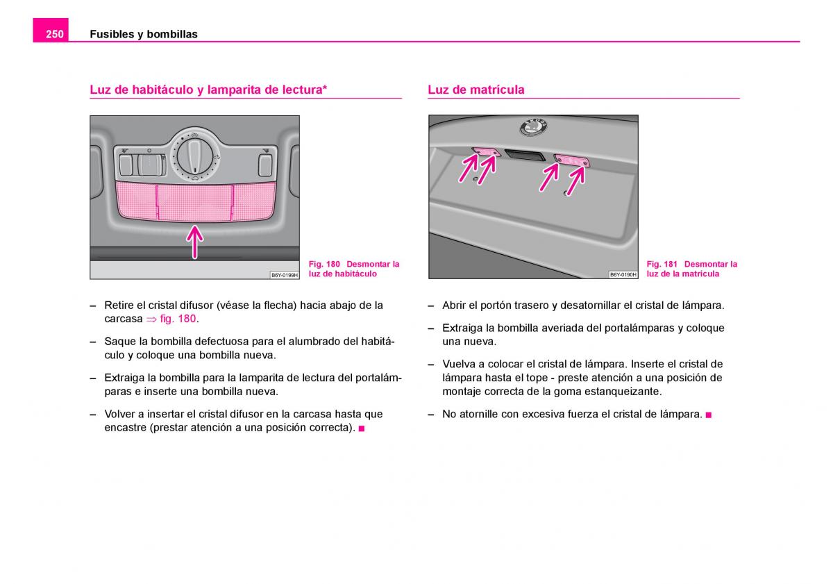 Skoda Fabia I 1 manual del propietario / page 251