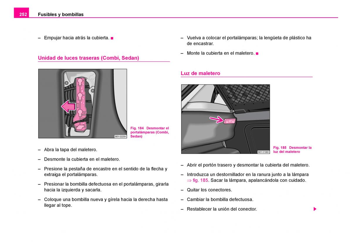 Skoda Fabia I 1 manual del propietario / page 253